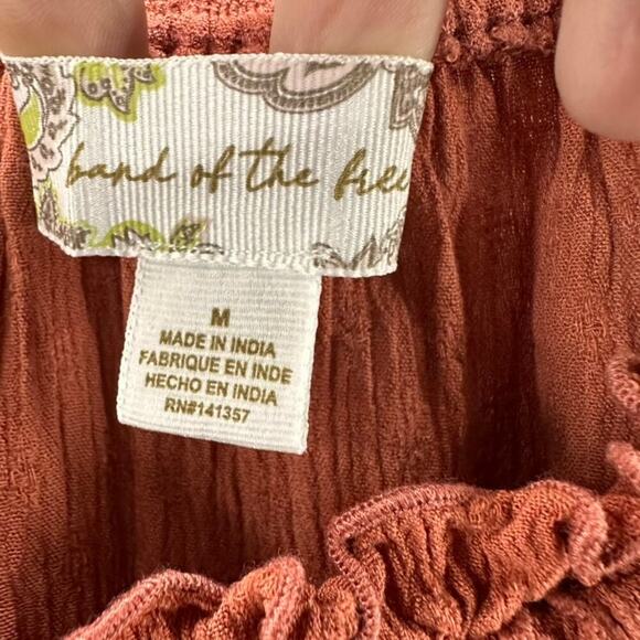 Band of the Free Medium Blouse Rust Color Embroidered Accents Flowy Boho - Picture 4 of 9